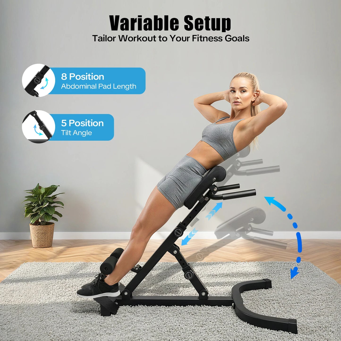 Multi-Functional Adjustable Ab Bench, 330lbs Load Capacity Foldable Sit-Up & Weight Bench for Home Gym, Full-Body Workout Equipment for Abs, Back, Chest, Legs, Strength Training & Core Stability