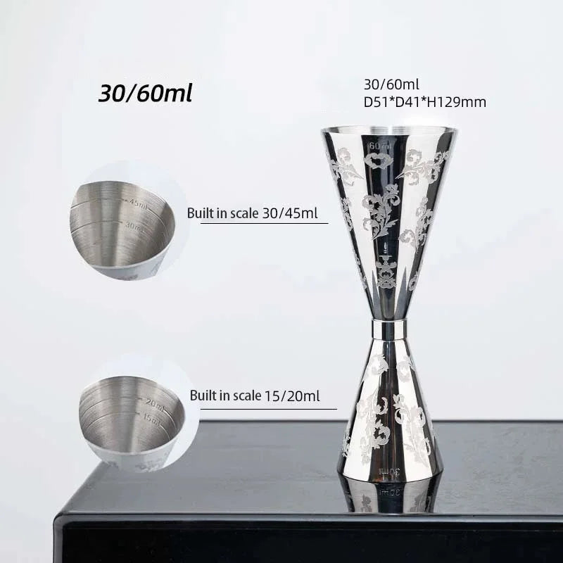 30/45/60/90ml Measuring Cup 304 Stainless Steel Measure Cup Cocktail Shot Drink Spirit Jigger Mixed Beaker Liquid Measuring Cups