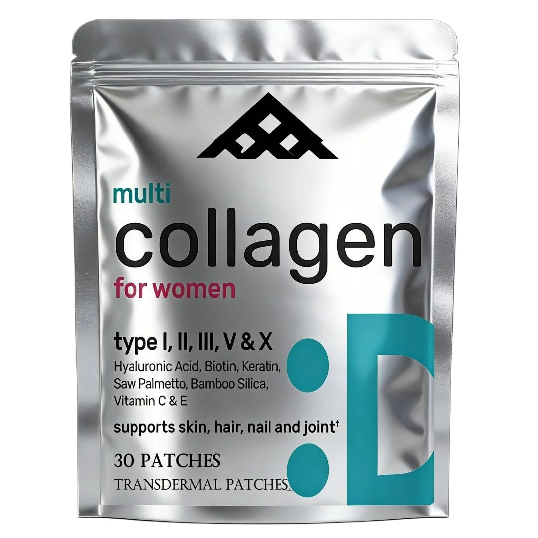 30 Patches Hydrolyzed Collagen Peptides Tablets with Vitamin C, E & Biotin, Transdermal Patches Hair, Skin, Nail, & Joint Health