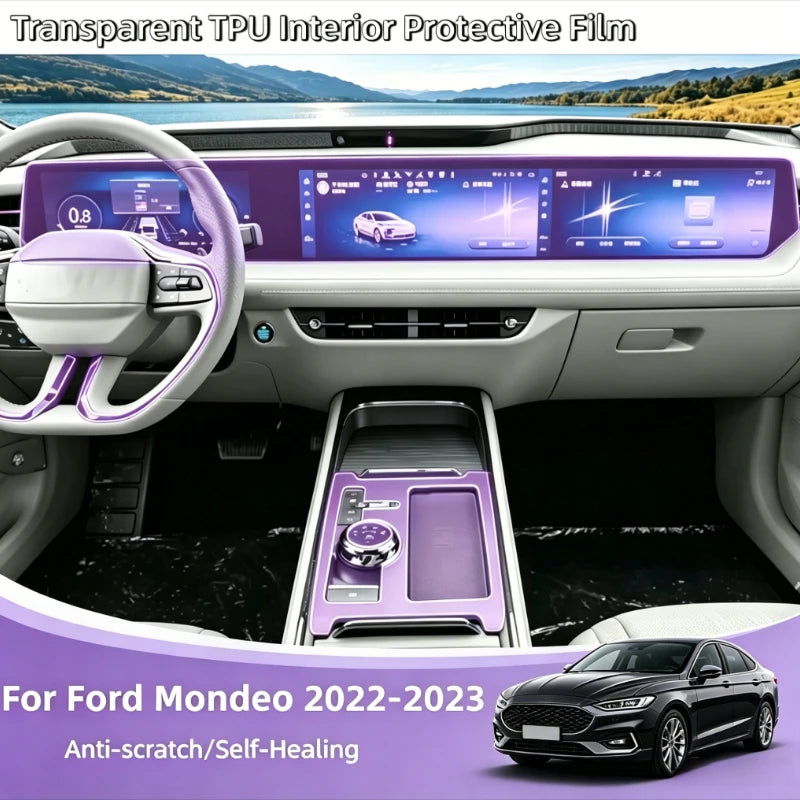 For Ford Mondeo 2022-2023 Car TPU Transparent Gear Panel GPS Center Console Protection Film Anti-Scratch Interior Accessories