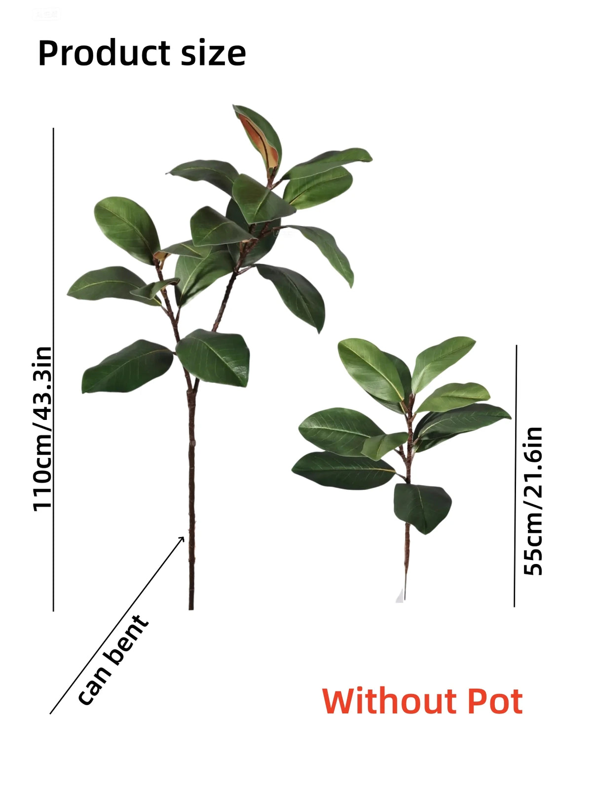 3.6Ft Artificial Magnolia Tree Fall Artificial Magnolia Branch Tropical Banyan Plants Home Garden Office Balcony Decoration