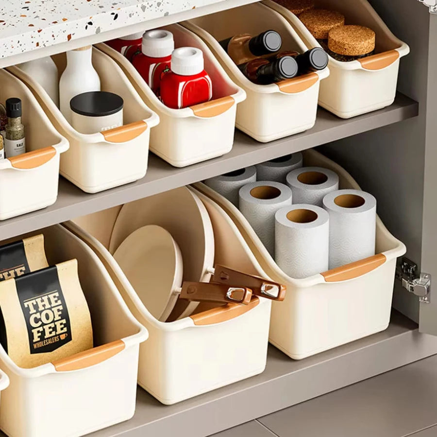2/3pcs Plastic Under Sink Organizer with Wheels, Bottle Organization Bins Kitchen Cabinet Organizers Plastic Basket for Under