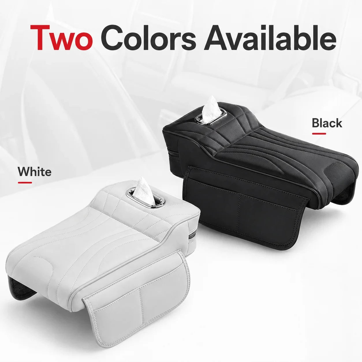 2026 New Universal Memory Foam Car Armrest Booster Pad with Storage Pocket Comfort Cushion for Driver Auto Interior Accessories