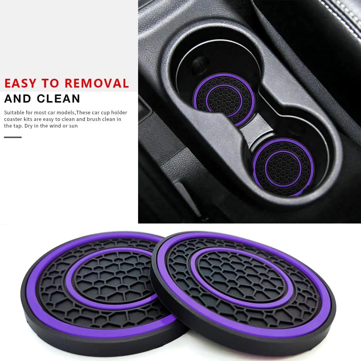 2pcs Non-slip Car Water Cup Pad For Tesla And SUV Sedan Rubber Mat For Bottle Holder Coaster Auto Interior Anti-skid Cup Holders