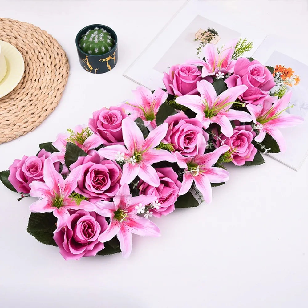 Handmade Artificial Flower Wall Panels Realistic Romantic Rose Wedding Background Durable 60X40cm Wedding Wall Backdrop