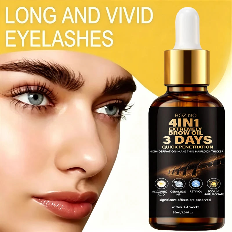 30ml Four-In-One Moisturizing Extreme Eyebrow and Eyelash Serum, Instantly Nourishes Eyebrows and Eyelashes, Making Them Longer and More Curled, Significantly Enhancing Thickness and Curl, Safe Multi-Effect Formula, Quickly A