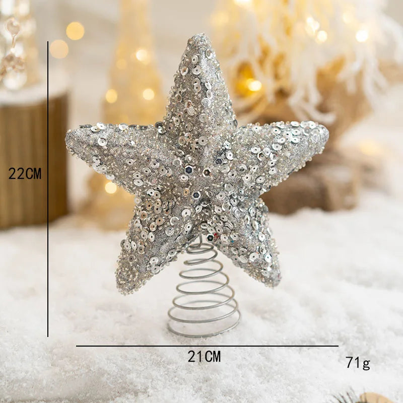 Christmas Ball Painted Ball Golden Silvery Champagne Glitter Stars Christmas Tree Hanging Window Decoration Small Gifts Toys