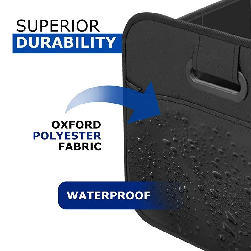 600D Oxford Fabric Collapsible Car Trunk Storage Box Multi-Compartment Organizer for SUV/Minivan with Reinforced Handles