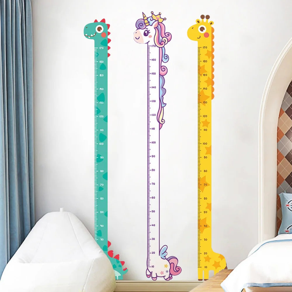 Children Growth Height Ruler Sticker To Measure And Record Kids Height With Unicorn Dinosaur Giraffe Cartoon Nursery Decor