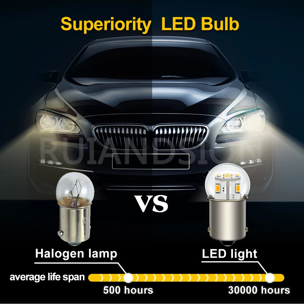1156 BA15S LED Bulb 6V 12V 24V 48V P21W 1157 BAY15D P21/5W BA15D S25 Brake Turn Signal Reverse Light Lamp 3014SMD 2Pcs