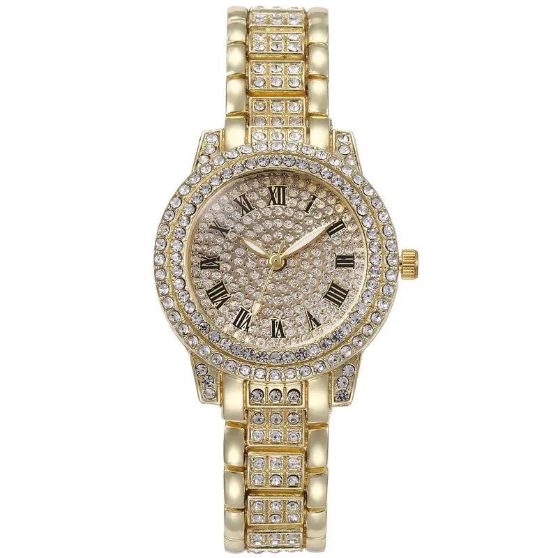 New Luxury Shiny Diamond Watch for Women Elegant Brand Quartz Steel Bracelet Watches Zircon Crystal Fashion Wristwatch Clock