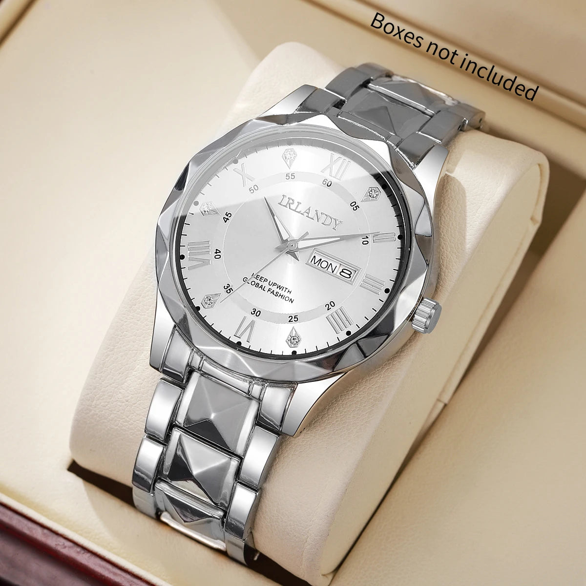 Luxury Men Business Watches Fashion Stainless Steel Band Roma Dial Quartz Watches for Men Clock Reloj Hombre（Without Box）