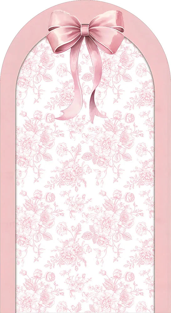 Mehofond Custom 2-Sided Pink Flower Pattern Bow Girl Birthday Party Baby Shower Cover Chiara Arch Wall Background Decor Backdrop