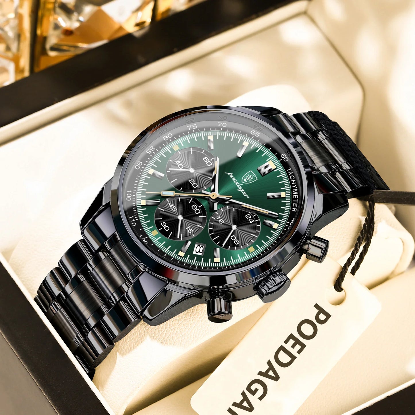 POEDAGAR Top Luxury Men Watch Waterproof Luminous Date Chronograph Fashion Men's Quartz Watch Stainless Steel Sports Man Watches