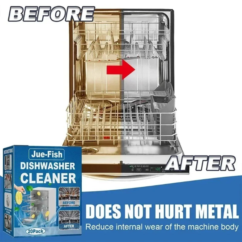20/40PCS Dishwasher Cleaner Tablets Surfactant Deep Clean Remove Oil Dirt Limescale Antibacterial All in One Kitchen Cleaning To