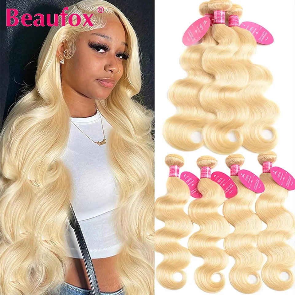 Beaufox 613 Blonde Bundles Malaysian Body Wave 1/3/4 Bundles Human Hair Honey Blonde Human Hair Bundles Remy Hair Extensions