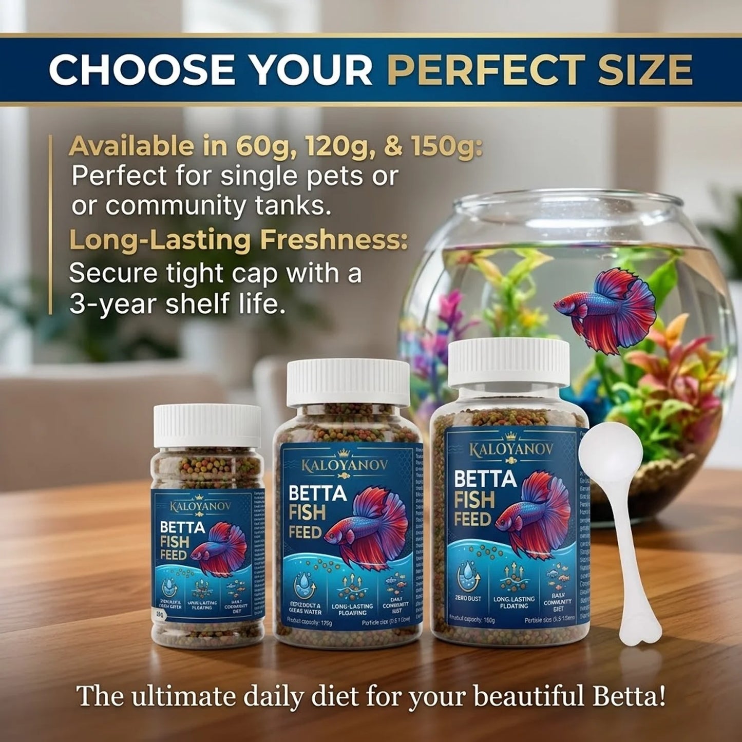 450g Premium Betta Fish Food Floating Micro Granules Nutrient-Rich Daily Diet with Scoop Zero Dust for All Small Tropical Fish