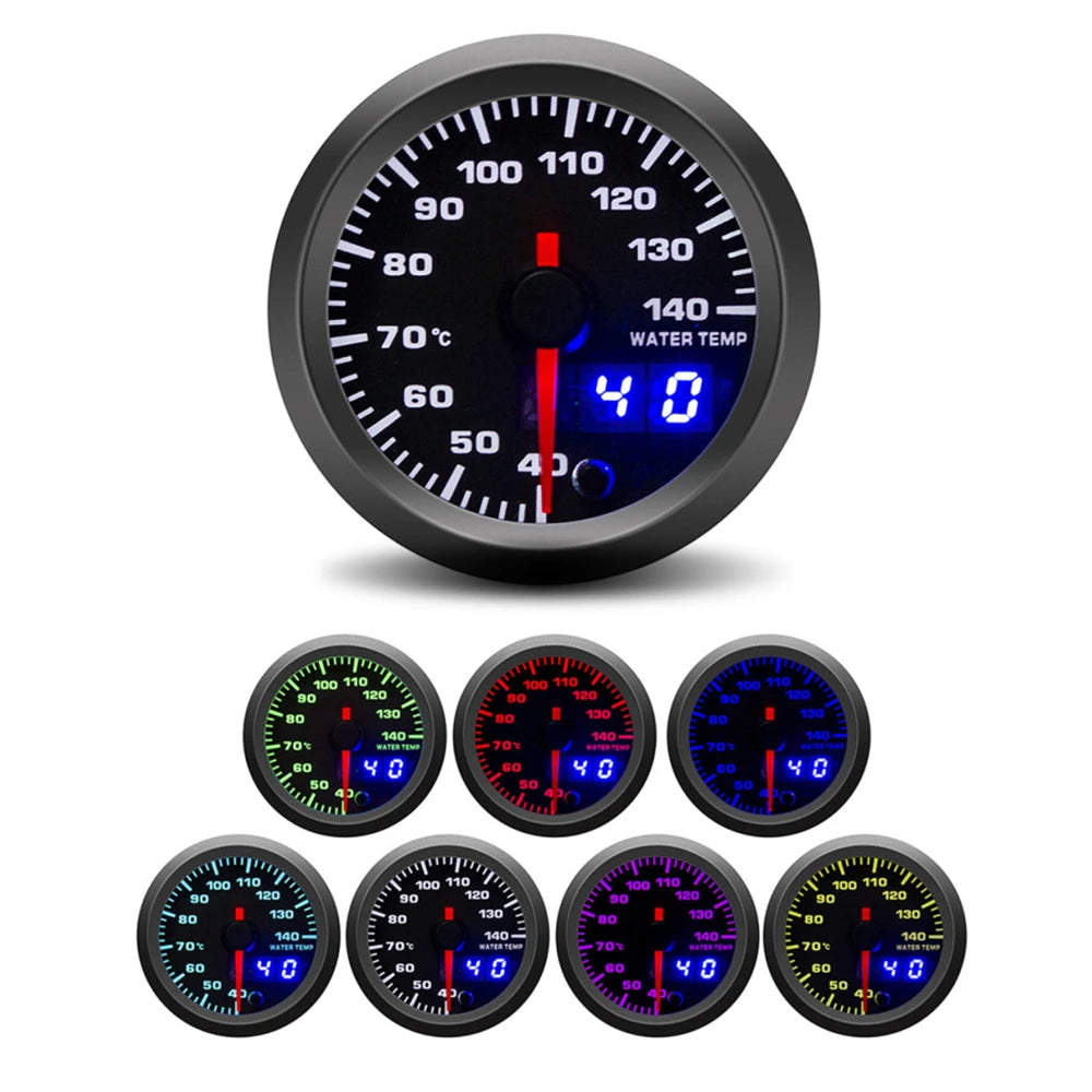 52mm Tachometer PRM Boost Gauge Water Temp Oil Temp Oil Press Voltmeter EGT Gauge AFR Gauge 7 Colors LED Dual Display Car Gauge