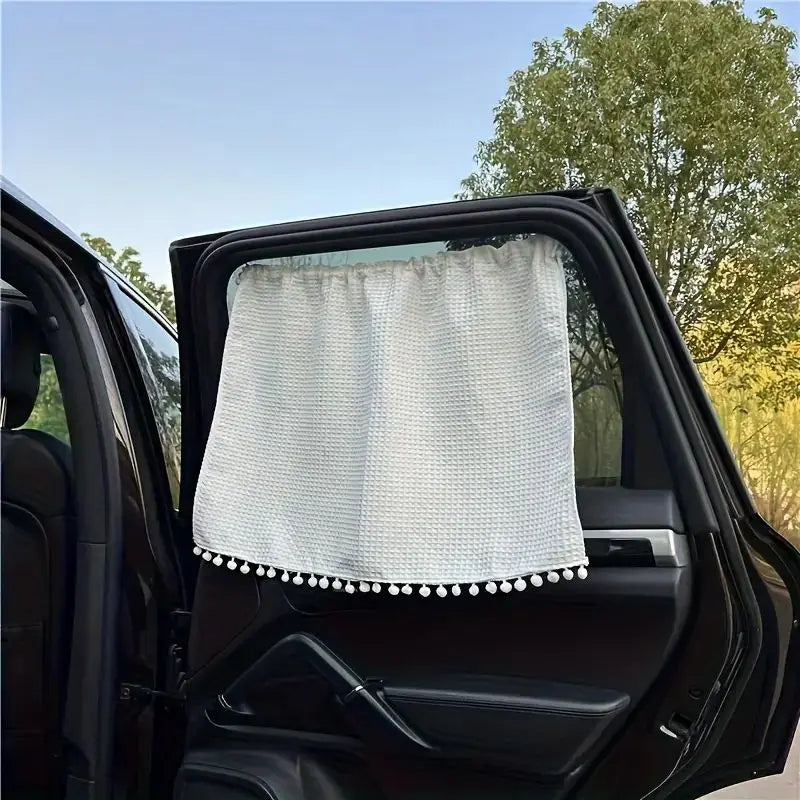 Car Sunshade Curtain, Fresh Style, Sun-Blocking Curtain for Sedan, Suction Cup Type, In-Car Sun Protection and Heat Insulation