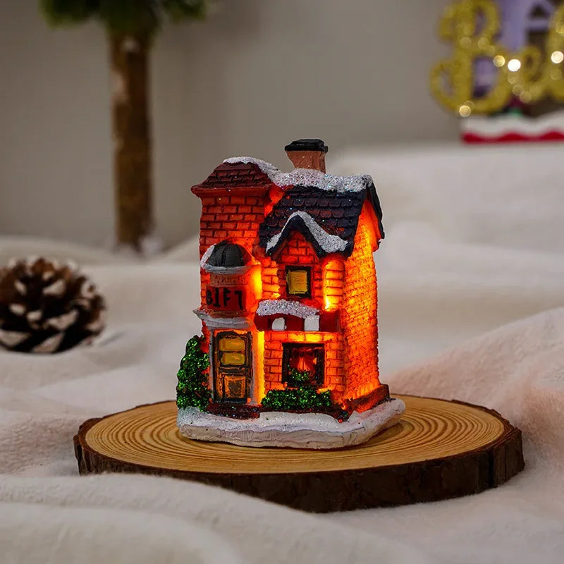 1~6pcs 2026 Christmas Ornaments LED Night Light Luminous Castle Snow House Sculpture Xmas Decoration for Home New Year Navidad