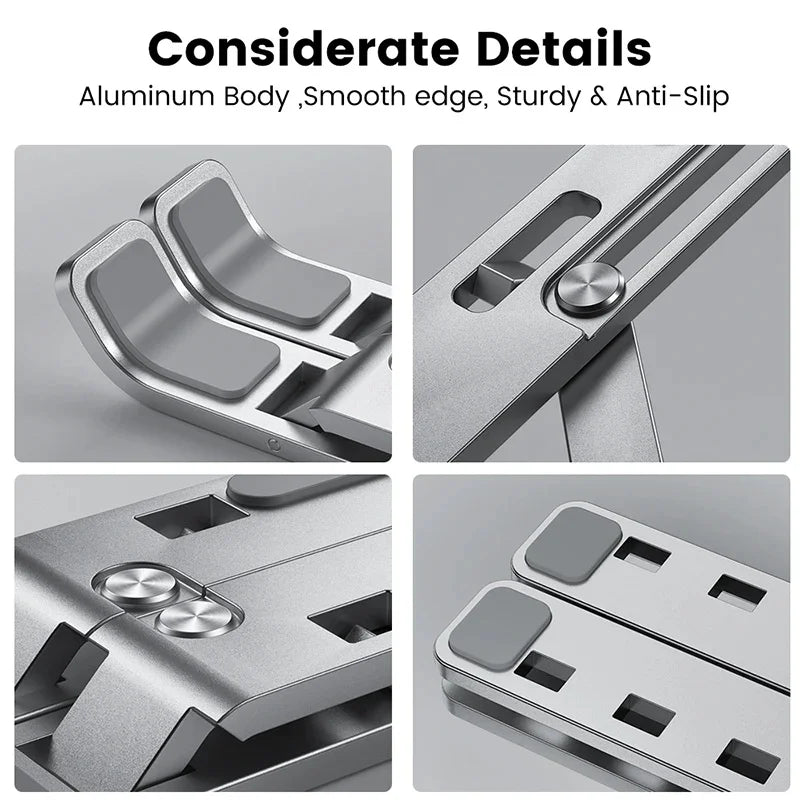Adjustable Foldable Aluminum Alloy Laptop Stand, Portable Lifting Cooling Non-Slip Notebook Computer Holder Bracket