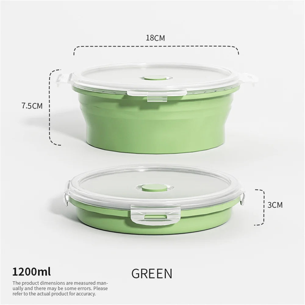 Collapsible Food Storage Container with Lid Portable Silicone Food Container Microwave Freezer Safe Lunch Box
