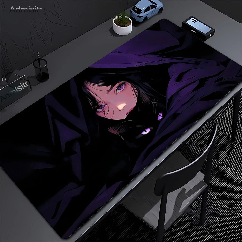 XXL Mouse Pad PC Purple Anime Girl Gamer Mousepad Laptop Computer Keyboard Accessories Mouse Mat Rug Extended Desk Mats 50x100cm