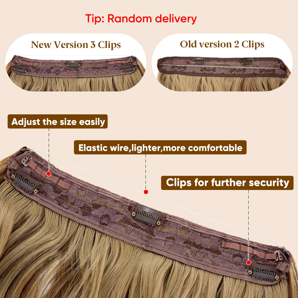 SARLA Synthetic Wave Invisible Wire Clip in Hair Extensions Fish Line With Clips Hairpiece Ombre Fake Hair Piece For Woman