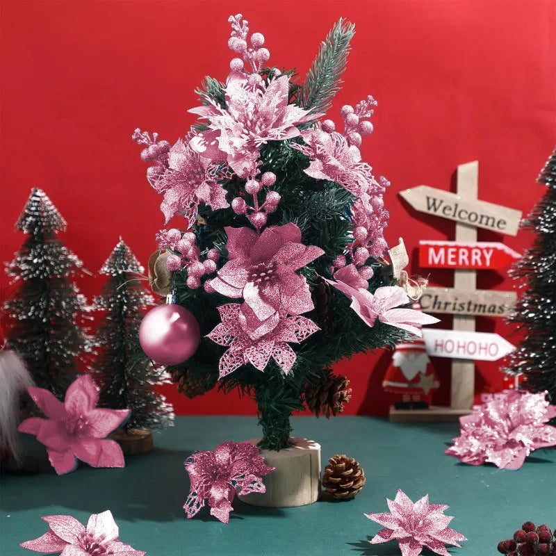 5Pcs Pink Artificial Flowers Berry Christmas Tree Ornament for Xmas Wedding Wreath Decoration New Year 2026 Wreath Accessories