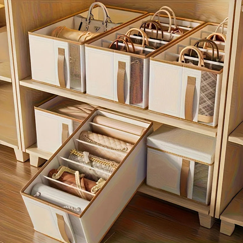 5 Grid Foldable Open Top Storage Box Closet Organizer Large Capacity Divided Container For Pants Handbags Wardrobe Household Bin