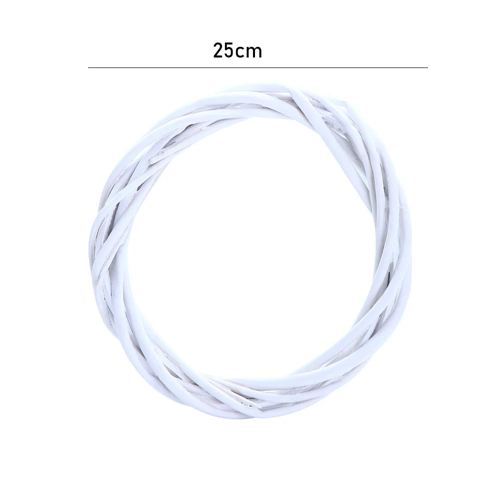 Xmas DIY Craft Ornament Vine Hanging Blank White Garland Rattan Ring Wicker Wreath Christmas Decoration