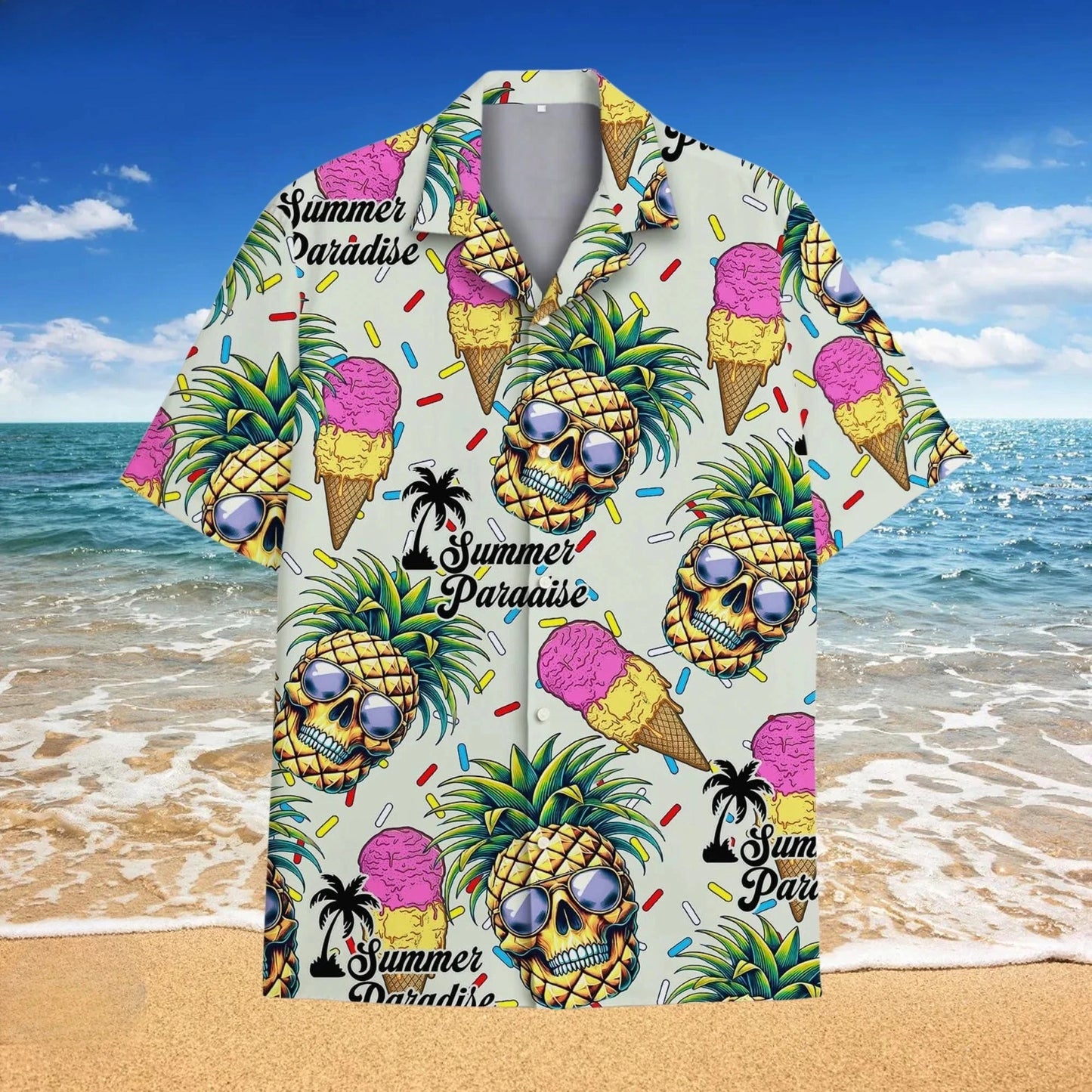 2025 Cold Ice Cream Hawaii Shirt Unisex 3D Printed Funny Popsicle Aloha Shirts Summer Short Sleeve Beach Lapel Blouse Tops