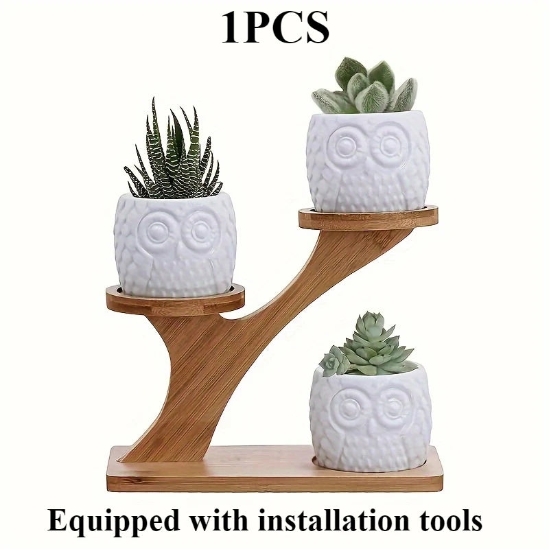Multifunctional Bamboo Plant Stand, Home/Office/Balcony Decor, Perfect Gift for Garden Lovers, Holds Succulents & Potted Plants