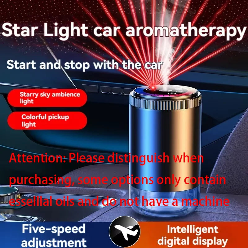 Smart Car Aroma Diffuser Rechargeable Air Freshener Auto On Off 5 Modes Starry Sky Ambient Light USB Car Purifier Humidifier