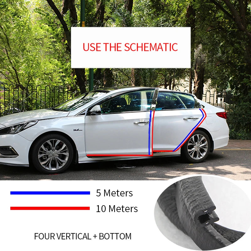 SEAMETAL Universal Car Door Edge Anti Scratch Protector 10M Sealing Strip Guard Trim Auto Door Protector Car-styling Accessories