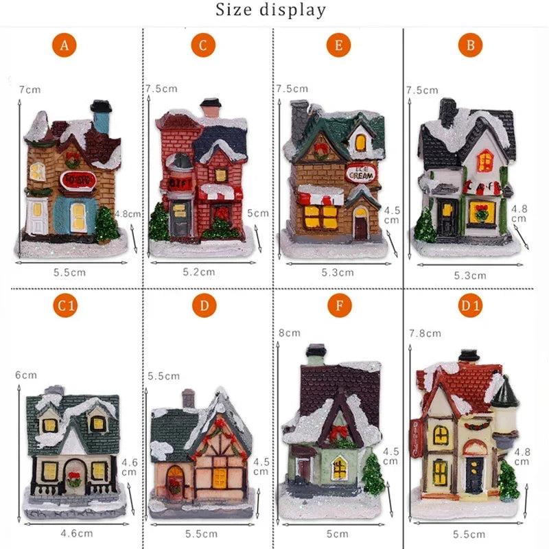1~6pcs 2026 Christmas Ornaments LED Night Light Luminous Castle Snow House Sculpture Xmas Decoration for Home New Year Navidad