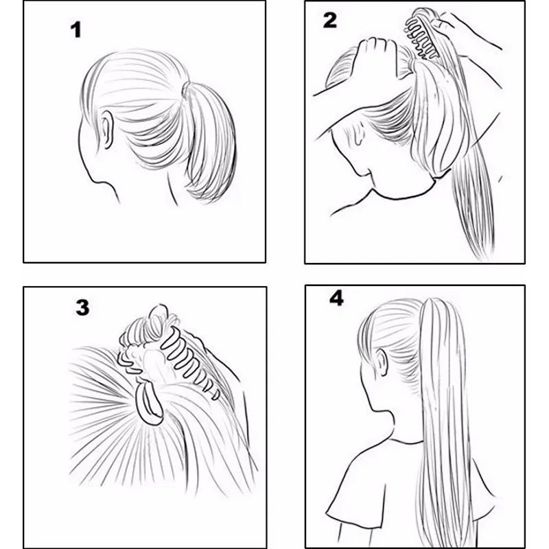 24Inch Synthetic Long Straight Claw Clip On Ponytail Hair Extensions Heat Resistant Ponytail Blonde Black Hairpiece for Women