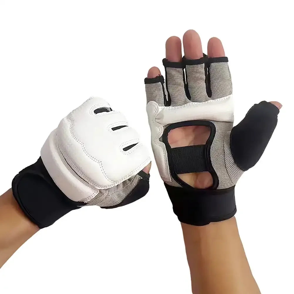 Half Finger Boxing Gloves PU Leather MMA Fighting Kick Boxing Gloves Karate Muay Thai Training Workout Gloves Kids Men
