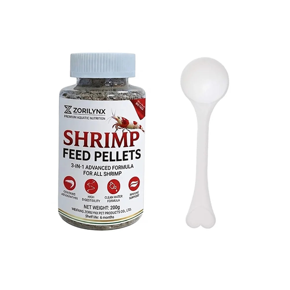 Nutritious Shrimp Feed Sinking Pellets High Protein Calcium Rich Food for Crystal Red Cherry Shrimp Aquarium Tank ZORILYNX