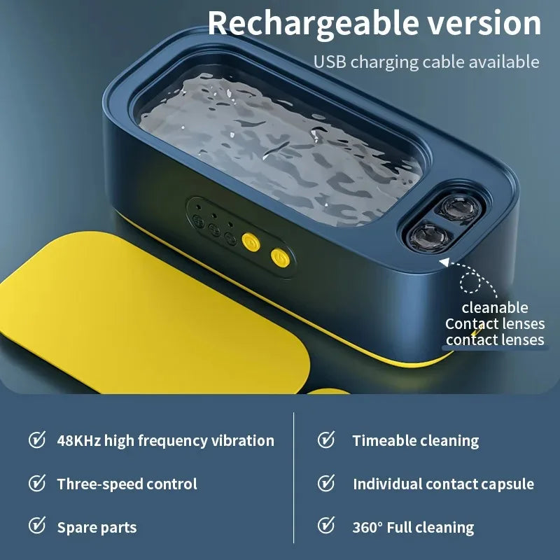 Upgrade 48Khz Ultrasonic Cleaner Watch Straps Contact Lenses Glasses Advanced Precision Cleaning Machine