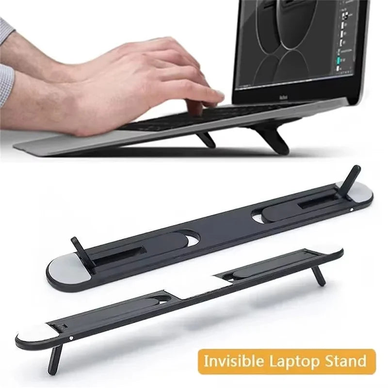 Portable Notebook Support Riser Cooling Bracket Self-Adhesive Invisible Foldable Laptop Stand For Macbook Lenovo Notebook Holder