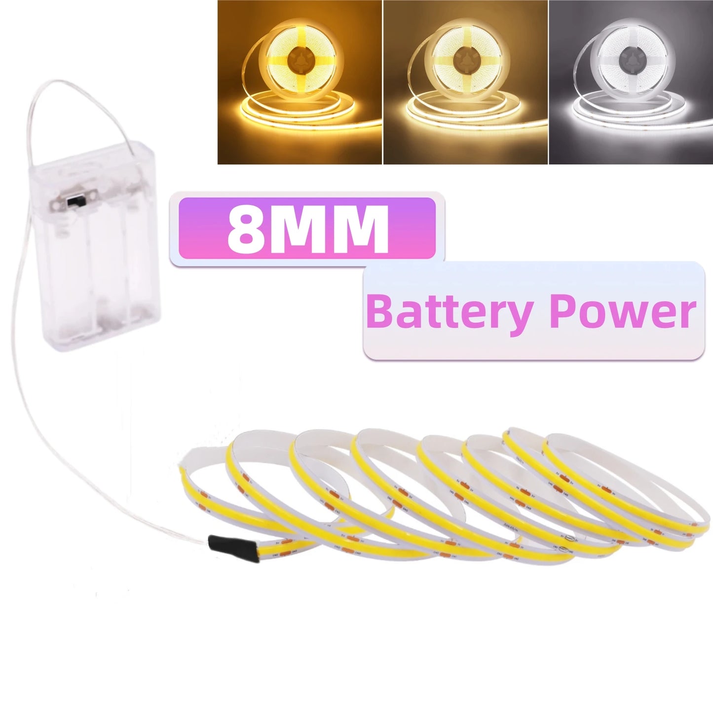3MM 5MM 8MM COB LED Strip 5V 320LEDs/m PIR Motion Sensor Flexible Tape USB/Battery Powered Under Cabinet Kitchen Lighting Strip