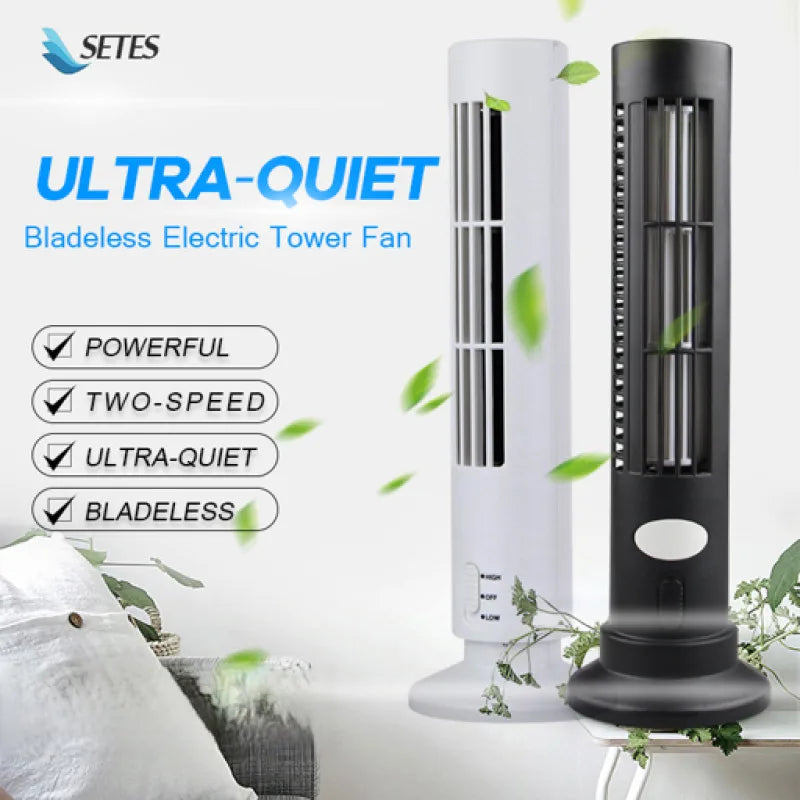 【wholesale】Household Mini Bladeless Tower Fan Portable USB Vertical Electric Fan