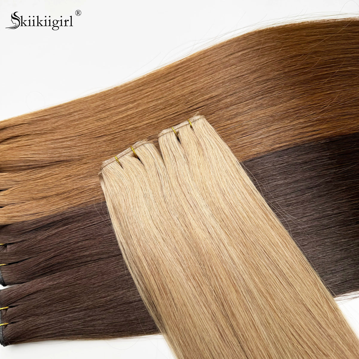 Genius Weft Human Hair Extensions 50G Remy Human Hair Invisible Brazilian Hair Extensions Hair Bundles