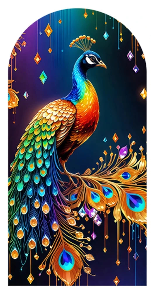 2-Sided India Style Peacock Floral Wedding Birthday Party Arch Wall Backdrop Cover Birthday Party Baby Shower Photo Background
