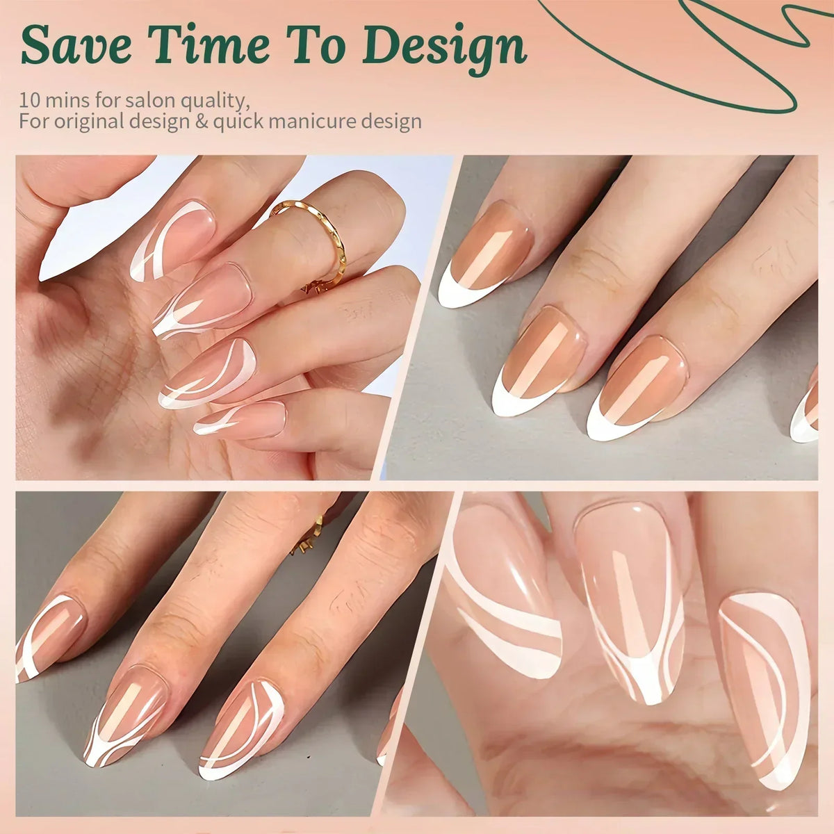 French Almond Gel Nail Tips