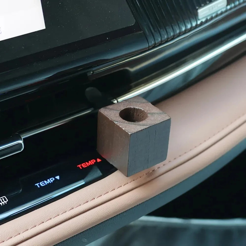 Hydroponic Plant Holder Car Air Vent Flower Decoration Rack Auto Interior Ornament Black Brown Wood Simple Elegant Accessory
