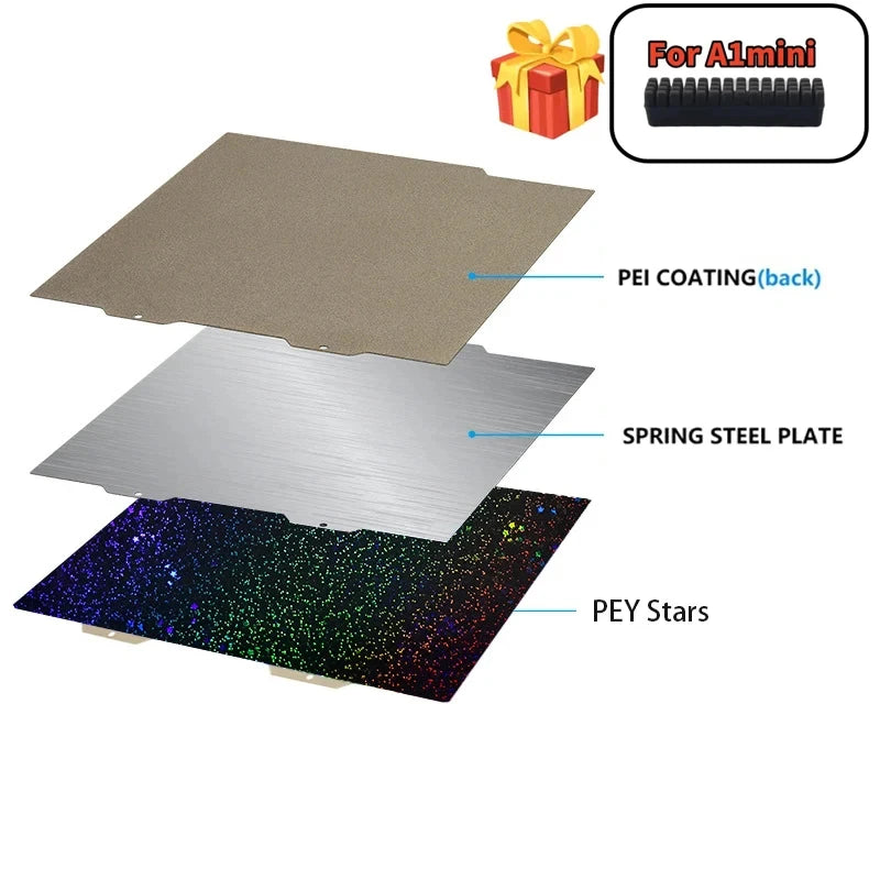 For Bambu Lab A1 Mini Build Plate Double Sided H1H PEY PEO PET PEI Bed Spring Steel Sheet Pei Sheet 184x184 for Bambulab A1 Mini