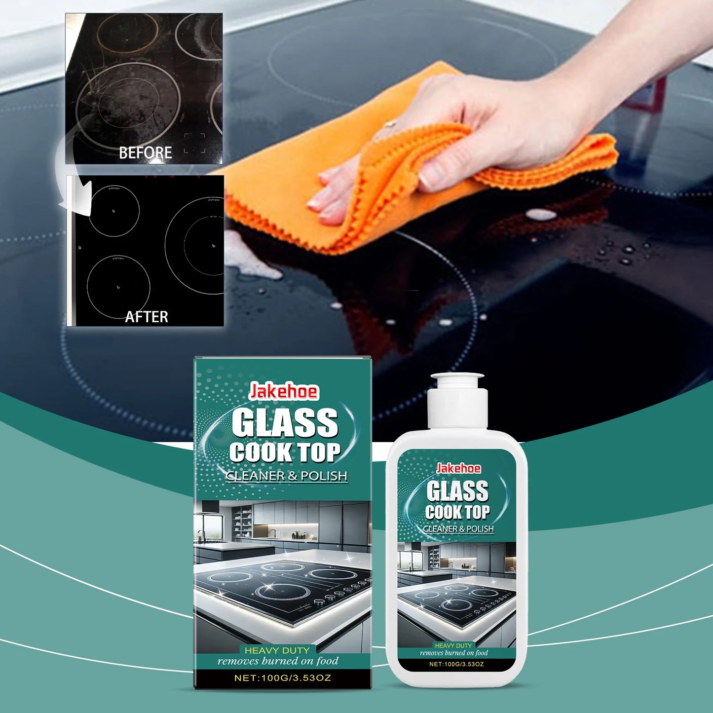 100/300/500g Glass Cooktop Cleaning Polish: Deeply removes stubborn stains from the stove, repairs scratches, and restores shine
