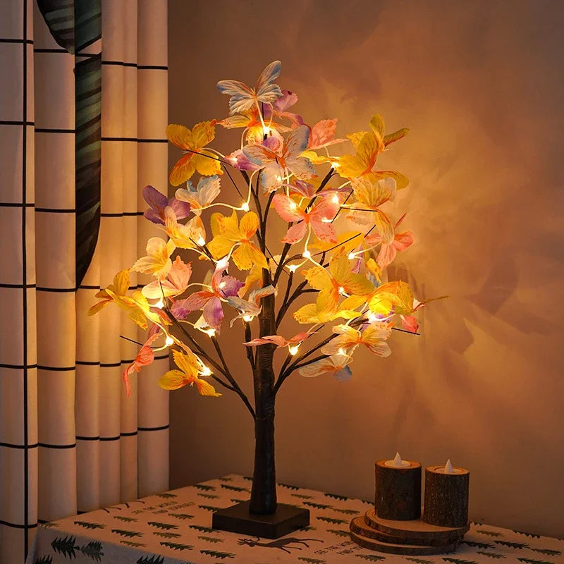 DIY Decorative LED Tabletop Bonsai Tree Fairy Lights Butterfly Tree Lamp for Home Decor Party Holiday Camping Gift